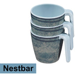 Melamin 2 Tassen 350 ml ideal für Camping - Mondgranit - Stapelbar - Steingutoptik Trinkbecher Kaffeetasse Kaffeebecher