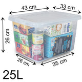 Aufbewahrungsbox mit Deckel 25 Liter - 43x33x26cm - transparent - stapelbar