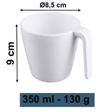 Melamin 6 Tassen 350 ml ideal für Camping - Wish Flower - Pusteblume - Stapelbar - Steingutoptik Trinkbecher Kaffeetasse Kaffeebecher