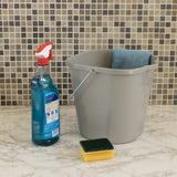 Eimer mit Ausguss und Henkel - 10 Liter - grau - eckig - Putzeimer Haushalt Küche Bad Camping Kunststoff Eimer Haushaltseimer Wassereimer