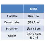 Melamin Geschirr Set für 4 Personen 16 Teile mit Acryl Trinkglas rot schwarz Tonoptik Gläser Campinggeschirr