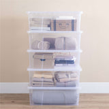 AUFBEWAHRUNGSBOX 68 Liter - Aufbewahrungsbox mit Deckel - 71x47x25cm - transparent klar - stapelbar - Kunststoff Box Stapelkiste Unterbettkommode Büro