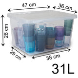 Aufbewahrungsbox mit Deckel 31 Liter - 47x36x26cm - transparent - stapelbar