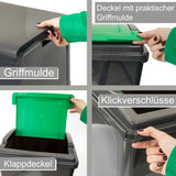 25 Liter Mülltonne Schwarz Recyclingtonne 19x40x50cm mit abnehmbarem Klappdeckel - Schmal Küche Mistkübel Trash Bin Gelber Sack Groß Küchenabfalleimer Papiermülleimer