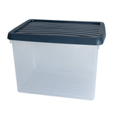 AUFBEWAHRUNGSBOX - 6,7 Liter - Aufbewahrungsbox mit Deckel - 28x17,5x20,5cm transparent Navy Blau - stapelbar - Kunststoff Box Stapelkiste Büro Storage Aufbewahrung