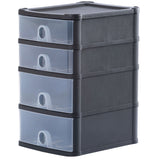 38000 - Wham Schubladenbox mit 4 Schubladen 20x25x33cm DINA5 Schwarz-Transparent