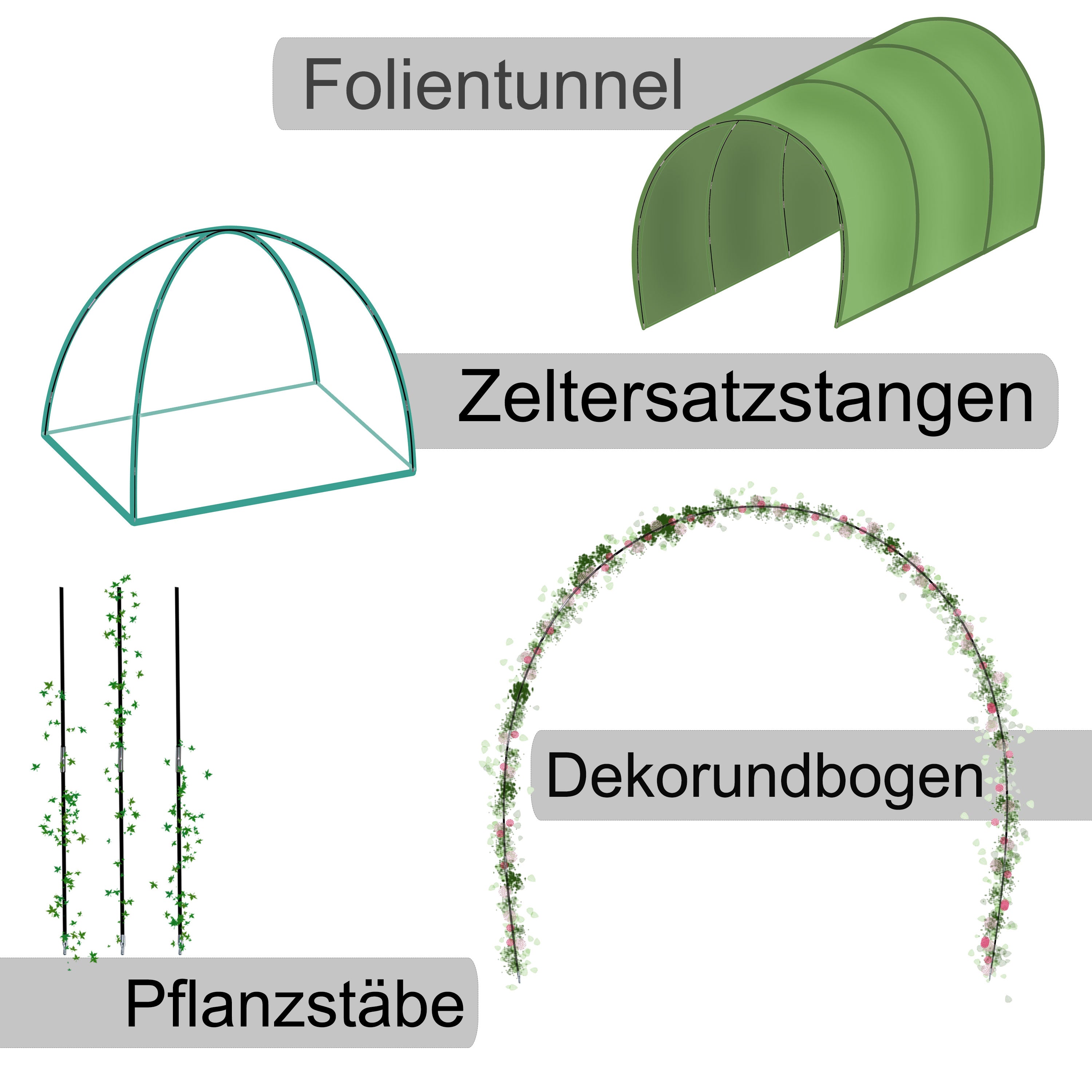 Fiberglas Zeltstange Ø 12,5 mm - 400 cm aus 7 Segmenten