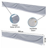 Bodenschürze Wohnwagenschürze 400x60 cm - Grau - Windschutz für Vorzelt Windblende Wagenschürze Camping Zubehör winddicht Windschürze Windfang Wohnwagen Wohnmobil Womo aus Polyester mit Keder
