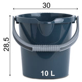 2x Eimer je 5 und 10 Liter mit Henkel Grau - Putzeimer Abfalleimer Papierkorb | Mülltonne Kosmetikeimer Windeleimer Wischeimer Wassereimer 5 / 10 L Aufbewahrung - Kunststoff - Haushalt Reinigung Zubehör