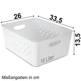 Ordnungsbox-Set WEIß-GRAU-ANTHRAZIT - 33x26x13cm - 10 Liter - DINA4 - Schubladenorganizer Ordnungskorb Schublade - Organizerbox Ordnungssystem Kunststoff Aufbewahrung Bad Korb Schrank Schreibtisch