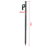 10 Stück Stahl Felsnagel 30 cm - rundes Profil Ø10mm -  Schwarz Hering Zelthering harter Boden Zeltnagel Zeltpflock Erdspieß Camping Zubehör Outdoor Set