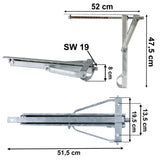 Ausdrehstütze Eckstütze für Wohnwagen Anhänger mit festem Fuß aus verzinktem Stahl 47 cm Stützbein 500kg Tragkraft geeignet für Caravan Trailer Abstützung - Gesamtgewicht 1000 kg - Nivelierstütze