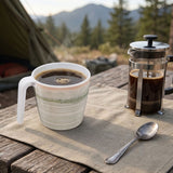 Melamin 6 Tassen 350 ml ideal für Camping - Smaragd Grün - Stapelbar - Steingutoptik Trinkbecher Kaffeetasse Kaffeebecher
