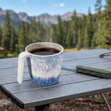 Melamin 2 Tassen 350 ml ideal für Camping - Wish Flower - Pusteblume - Stapelbar - Steingutoptik Trinkbecher Kaffeetasse Kaffeebecher