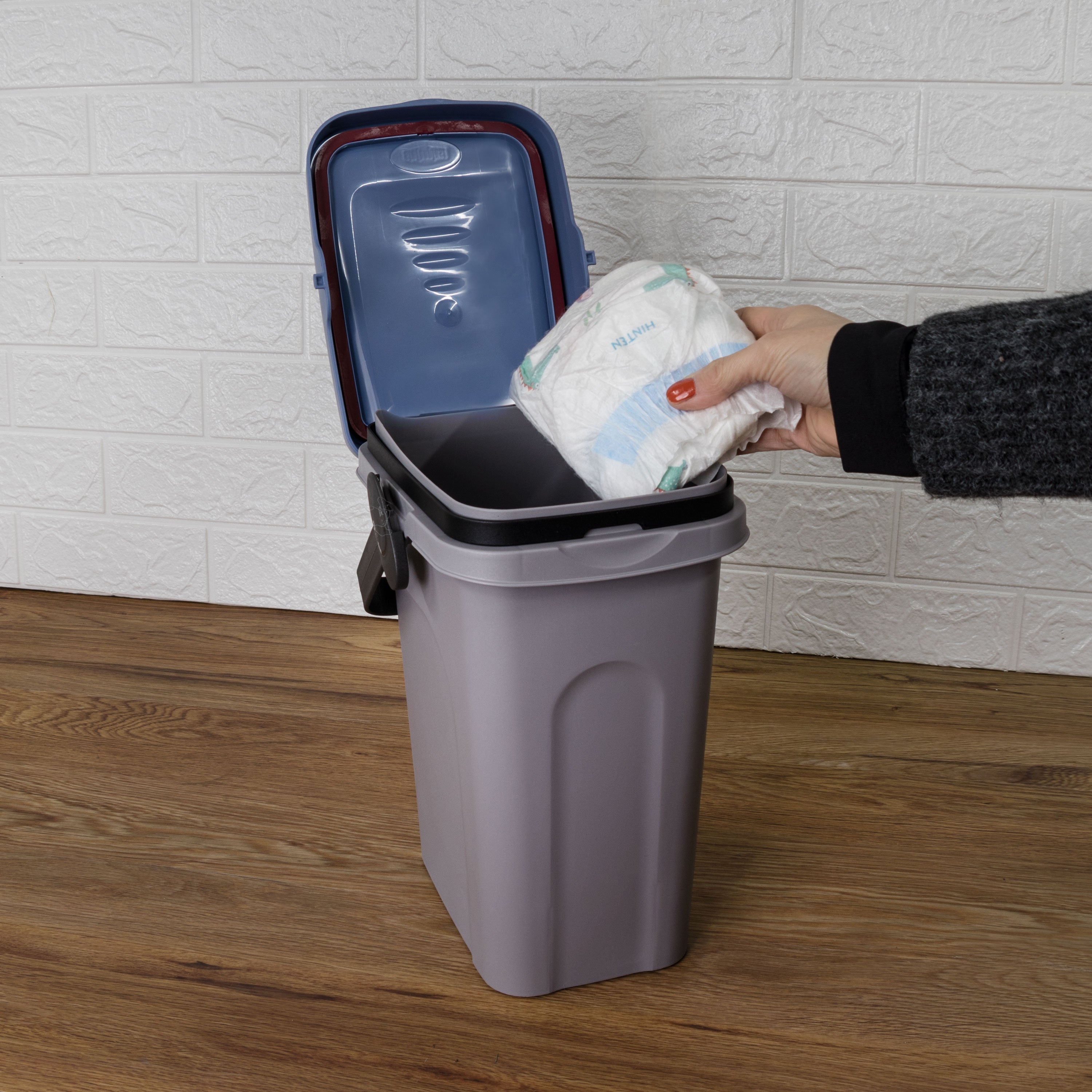 Madesmart 79207 Kleiner Stapelbarer Mülleimer Mit Deckel – Größe S, Frost-Optik, Für Badezimmer & Schminktisch