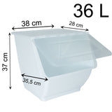 Stapelbarer Müllsortierer 36 Liter Weiss Wäschesortierer Aufbewahrungsbox mit transparentem Frontdeckel faltbarer Deckel Stapelkiste