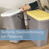 4x 25 Liter Mülleimer gelb blau grün weiß Deckel Recycling Mülltrennung Abfalleimer Abfallbehälter Müll Küche rechteckig Abfallsammler Kunststoff Eimer Mülltonne Schmal Müllsackhalterung