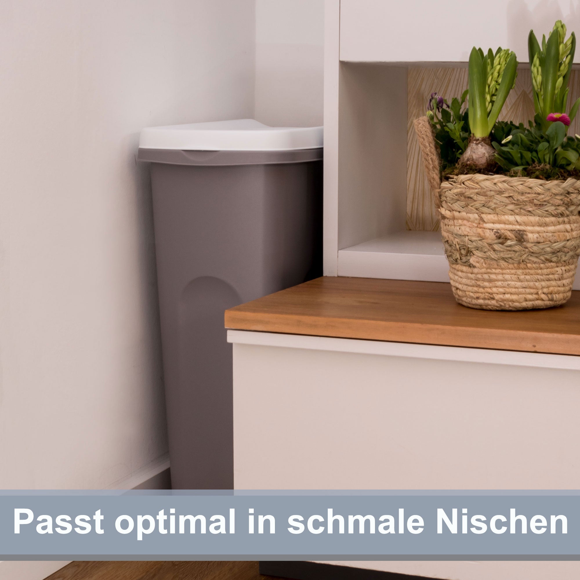 2x 25 Liter Mülleimer schmal grün Deckel Recycling Mülltrennung Abfall – Hummelladen