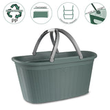Wäschekorb 35 Liter grün mit 2 Henkeln - 57,5x37x29 cm Rattan-Design ohne Löcher - aus recycletem Kunststoff Haushaltskorb Wäschewanne Tragekorb Wäschesammler Wäschesortierer Wäschebox - Aufbewahrung