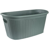 Wäschekorb 35 Liter grün mit 2 Griffen - 57x37x27 cm Rattan-Design ohne Löcher - aus recycletem Kunststoff Haushaltskorb Wäschewanne Tragekorb Wäschesammler Wäschesortierer Wäschebox - Aufbewahrung