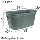 Wäschekorb 35 Liter grün mit 2 Griffen - 57x37x27 cm Rattan-Design ohne Löcher - aus recycletem Kunststoff Haushaltskorb Wäschewanne Tragekorb Wäschesammler Wäschesortierer Wäschebox - Aufbewahrung