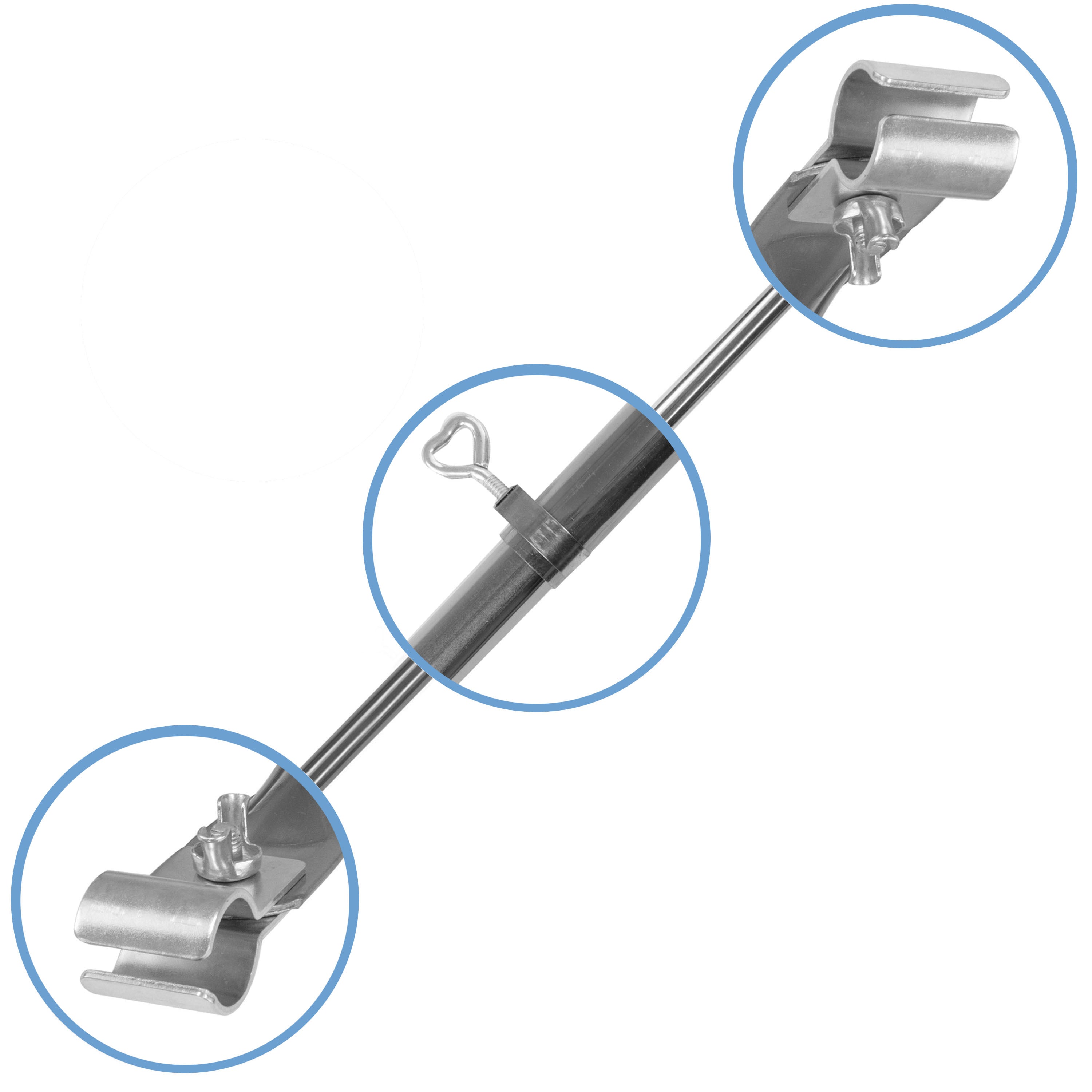 Stahl Zeltstange - Dachauflagestange mit 2x Klemmen