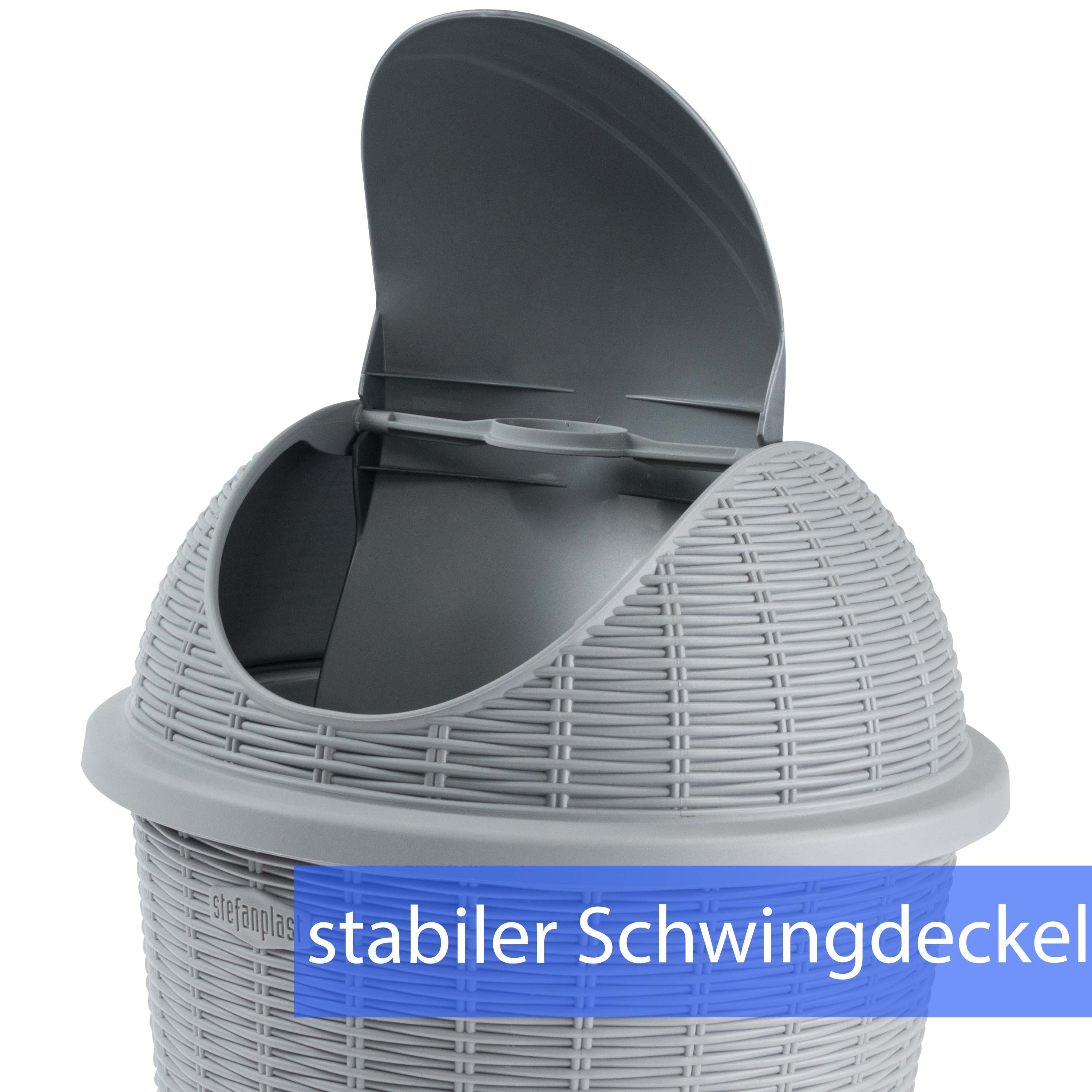 Mülleimer 10 Liter rund Ø28,5x39cm Rattanoptik Schwingdeckel Schwingde – Hummelladen